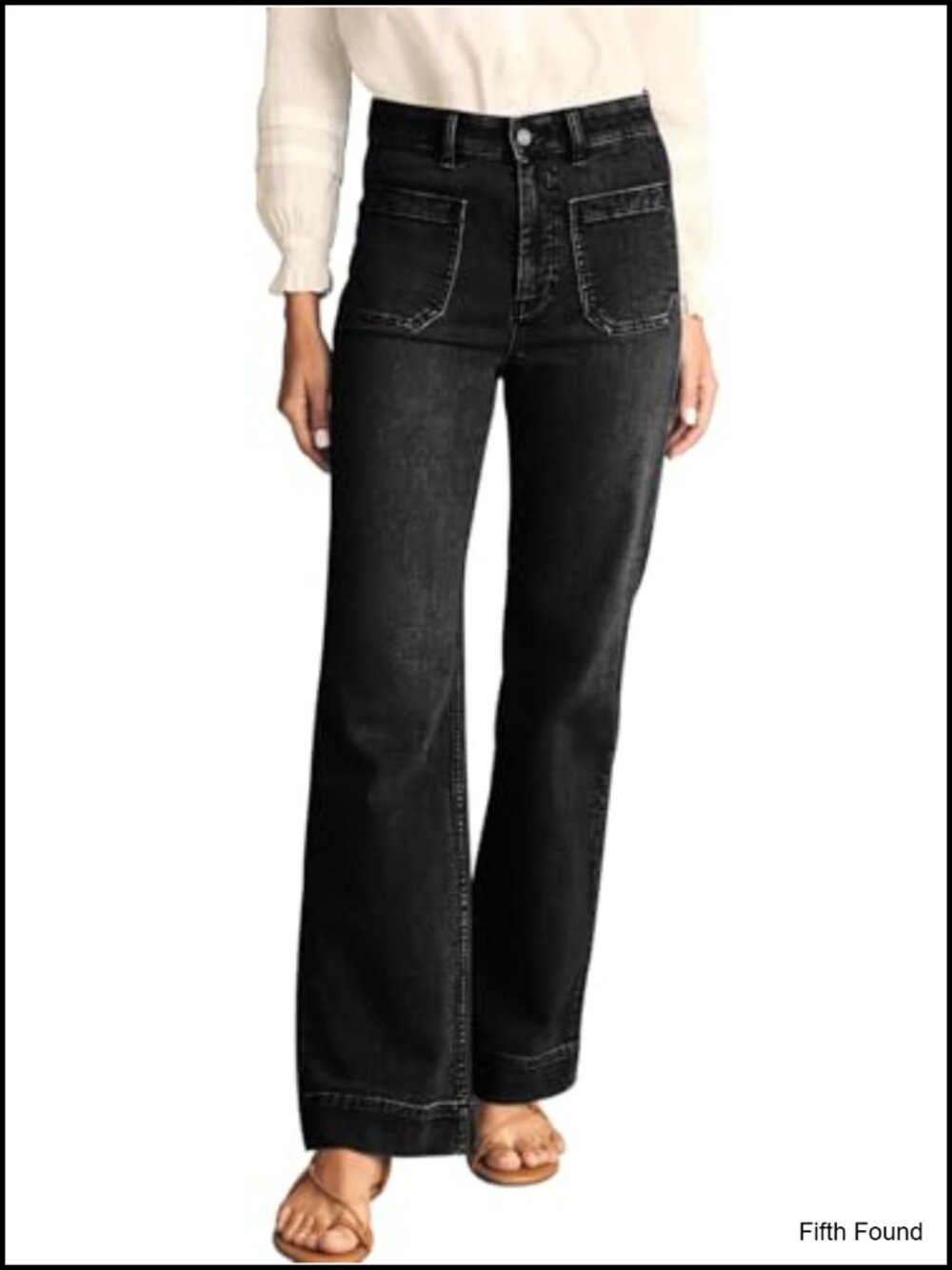 Women's High Waisted Wide Leg Stretchy Denim Jeans Straight Leg Pants with